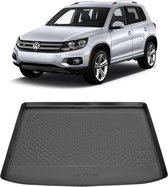 Kofferbakmat - kofferbakschaal op maat voor Volkswagen Tiquan 2007 - 2016 - VW - zwart - hoogwaardig kunststof - waterbestendig - gemakkelijk te reinigen en afspoelbaar