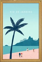 JUNIQE - Poster met houten lijst Rio De Janeiro - retro -40x60