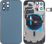 Batterij-achterklep (met toetsen aan de zijkant & kaartlade & voeding + volumeflexkabel & draadloze oplaadmodule) voor iPhone 12 Pro (blauw)
