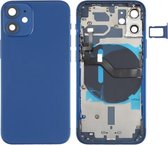 Batterij-achterklep (met toetsen aan de zijkant & kaartlade & voeding + volumeflexkabel & draadloze oplaadmodule) voor iPhone 12 Mini (blauw)