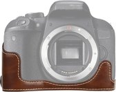 1/4 inch schroefdraad PU lederen camera halve behuizing basis voor Canon EOS 77D / 800D (koffie)