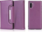 Voor Samsung Galaxy Note10 + / Note10 + 5G Litchi Texture Horizontale Flip Buckle Afneembare Magnetische PU Leather Case met Kaartsleuven & Portemonnee & Fotolijst (Paars)