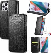 Voor OPPO Find X3 Pro / Find X3 Blooming Mandala Reliëfpatroon Magnetische horizontale flip lederen tas met houder & kaartsleuven & portemonnee (zwart)