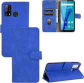 Voor Oukitel C23 Pro Effen Kleur Huidgevoel Magnetische Gesp Horizontale Flip Kalfsstructuur PU Lederen Case met Houder & Kaartsleuven & Portemonnee (Blauw)