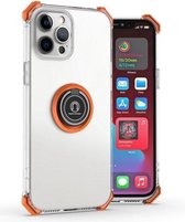 Hyun Shadow Hoogtransparante anti-val TPU beschermhoes met ringbeugel voor iPhone 12 Pro Max (oranje)