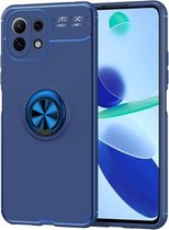 Voor Geschikt voor Xiaomi Mi 11 Lite metalen ringhouder 360 graden roterende TPU-hoes (blauw + blauw)