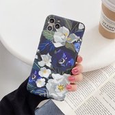 IMD Flower Pattern TPU beschermhoes voor iPhone 12 Pro (wit)