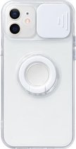 Sliding Camera Cover Design TPU beschermhoes met ringhouder voor iPhone 12 Pro (wit)