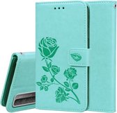Voor Huawei Honor 10X Lite Rose reliëf horizontale flip PU lederen tas met houder & kaartsleuven & portemonnee (groen)