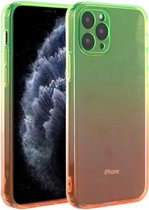 Rechte rand kleurverloop TPU beschermhoes voor iPhone 11 Pro Max (groen oranje)