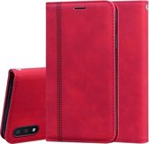 Voor Samsung Galaxy M01 Frosted Business Magnetische horizontale Flip PU lederen tas met houder & kaartsleuf & lanyard (rood)
