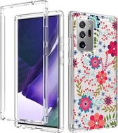 Voor Samsung Galaxy Note20 Ultra 2 in 1 hoog transparant geverfd schokbestendig PC + TPU beschermhoes (kleine bloemen)