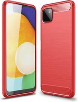 Voor Samsung Galaxy A22 5G geborstelde textuur koolstofvezel TPU-hoes (rood)
