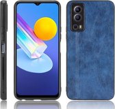 Voor vivo Y72 5G / iQOO Z3 5G Schokbestendig Naaien Koe Patroon Huid PC + PU + TPU Case (Blauw)