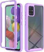 Voor Samsung Galaxy A51 Sterrenhemel Effen Kleur Serie Schokbestendige PC + TPU Case met PET-folie (Lichtpaars)