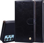 Voor Samsung Galaxy A32 4G zakelijke stijl olie wax textuur horizontale flip lederen tas met houder & kaartsleuven & portemonnee (zwart)