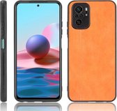 Voor Xiaomi Redmi Note 10 4G / Note 10S Schokbestendig Naaien Koe Patroon Huid PC + PU + TPU Case (Oranje)