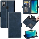 Voor ZTE Blade A7S 2020 Dual-side magnetische gesp Horizontale flip lederen tas met houder & kaartsleuven & portemonnee (donkerblauw)