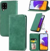 Voor Samsung Galaxy A22 4G (EU-versie) Retro Skin Feel Business Magnetische horizontale flip lederen tas met houder & kaartsleuven & portemonnee & fotolijst (groen)