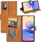 Voor Geschikt voor Xiaomi Redmi Note 10 5G Dual-side magnetische gesp Horizontale flip lederen tas met houder & kaartsleuven & portemonnee (geel)