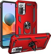 Voor Geschikt voor Xiaomi Redmi Note 10 Pro schokbestendig TPU + pc beschermhoes met 360 graden roterende houder (rood)