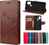 Voor Motorola Moto G30 Butterfly Flower Pattern Horizontale Flip Leather Case met houder & kaartsleuven & portemonnee (bruin)