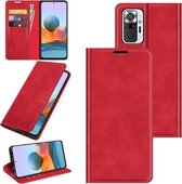 Voor Xiaomi Redmi Note 10 Pro / Note 10 Pro Max Retro-skin Business magnetische zuignap lederen tas met houder & kaartsleuven & portemonnee (rood)