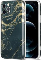 Geglazuurd marmerpatroon TPU schokbestendig beschermhoesje voor iPhone 11 Pro Max (donkergroen)