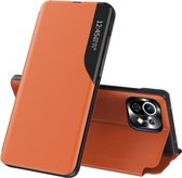 Voor Geschikt voor Xiaomi Mi 11 Lite zijscherm magnetisch schokbestendig horizontaal flip lederen tas met houder (oranje)