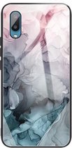 Voor Samsung Galaxy A02 (EU-versie) Beschermhoes met abstract marmerpatroonglas (abstract lichtroze)