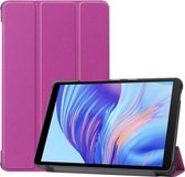 Voor Huawei Honor X7 / MatePad T8 Custer Geschilderde TPU Smart Tablet Leren Hoes met Tri-Fold Beugel (Paars)