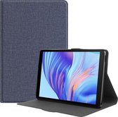Voor Huawei Honor X7 / MatePad T8 Stof Textuur Horizontale Flip TPU Leren Case met Houder (Donkerblauw)