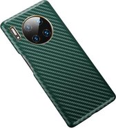 Voor Huawei Mate 30 Pro koolstofvezel lederen textuur Kevlar anti-fall telefoon beschermhoes (groen)