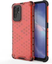 Voor OPPO Reno5 Z 5G schokbestendige honingraat pc + TPU-hoes (rood)