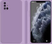 Voor Samsung Galaxy A71 effen kleur imitatie vloeibare siliconen rechte rand valbestendige volledige dekking beschermhoes (paars)