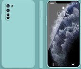 Voor OPPO Reno3 effen kleur imitatie vloeibare siliconen rechte rand valbestendige volledige dekking beschermhoes (hemelsblauw)