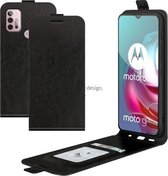 Voor Motorola Moto G30 / G10 R64 Textuur Enkele Verticale Flip Lederen Beschermhoes met Kaartsleuven & Fotolijst (Zwart)