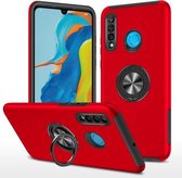 Voor Huawei P30 Lite PC + TPU schokbestendige magnetische beschermhoes met onzichtbare ringhouder (rood)