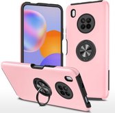 Voor Huawei Y9a PC + TPU schokbestendige magnetische beschermhoes met onzichtbare ringhouder (roségoud)