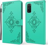 Voor Samsung Galaxy S20 + reliëf fortuin bloem patroon horizontale flip lederen tas met houder & kaartsleuf & portemonnee & lanyard (groen)