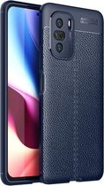 Voor Xiaomi Redmi K40 Pro + Litchi Texture TPU schokbestendig hoesje (blauw)