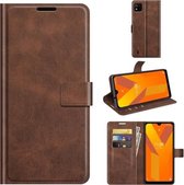 Voor Wiko Y62 Retro Kalfspatroon Gesp Horizontale Flip Leren Case met Houder & Kaartsleuven & Portemonnee (Donkerbruin)