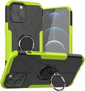 Machine Armor Bear Shockproof PC + TPU beschermhoes met ringhouder voor iPhone 12 Pro Max (groen)