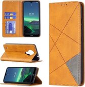 Voor Nokia 1.4 Rhombus Texture Horizontale Flip Magnetische Leren Case met Houder & Kaartsleuven & Portemonnee (Geel)