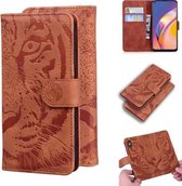 Voor OPPO Reno5 F Tiger Embossing Pattern Horizontale Flip lederen tas met houder & kaartsleuven & portemonnee (bruin)