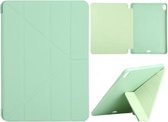 Millet-textuur PU + siliconen volledige dekking lederen tas met multi-opvouwbare houder voor iPad Air (2020) 10,9 inch (groen)