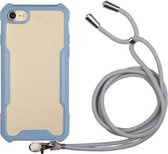 Acryl + kleur TPU schokbestendig hoesje met nekkoord voor iPhone 8 Plus / 7 Plus (melkgrijs)
