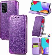 Voor Samsung Galaxy A72 5G / 4G Blooming Mandala Reliëfpatroon Magnetische Horizontale Flip Leren Case met Houder & Kaartsleuven & Portemonnee (Paars)