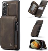 Voor Samsung Galaxy S21 + 5G CaseMe C20 Multifunctionele PC + TPU beschermhoes met houder & kaartsleuf & portemonnee (donkere koffie)