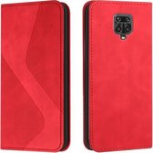 Voor Xiaomi Redmi Note 9S / Note 9 Pro Skin Feel Magnetisch S-type Effen Kleur Horizontale Flip Lederen Case met Houder & Kaartsleuf & Portemonnee (Rood)